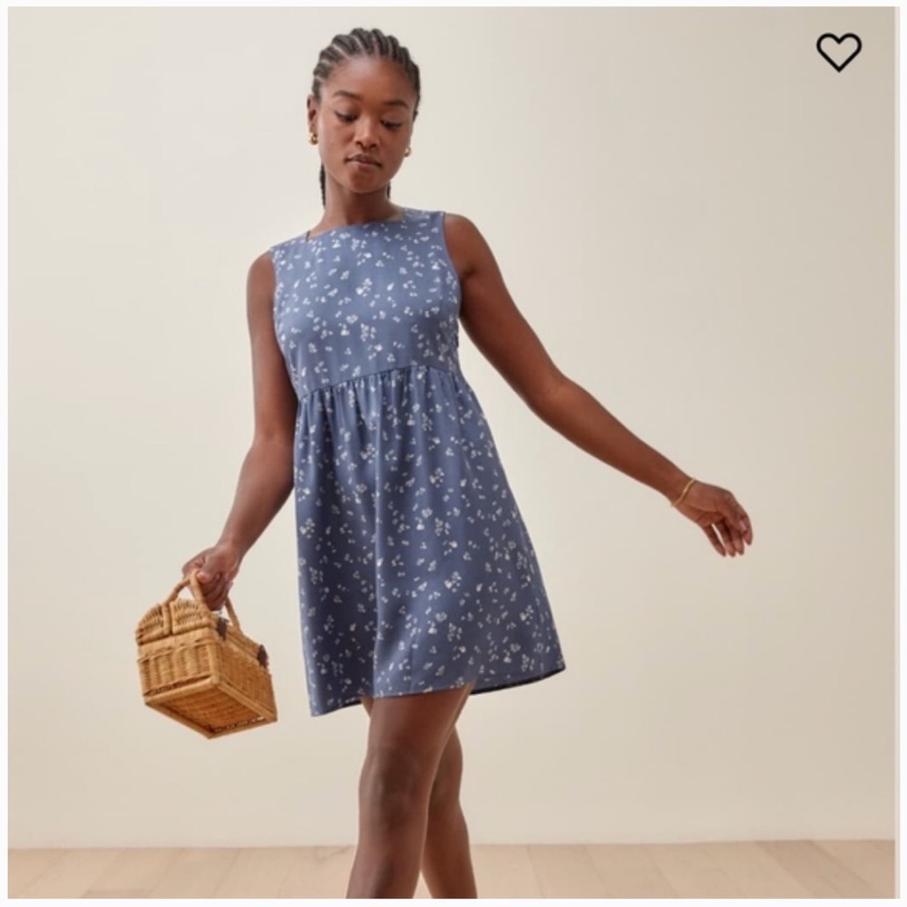 Reformation blue and white dress